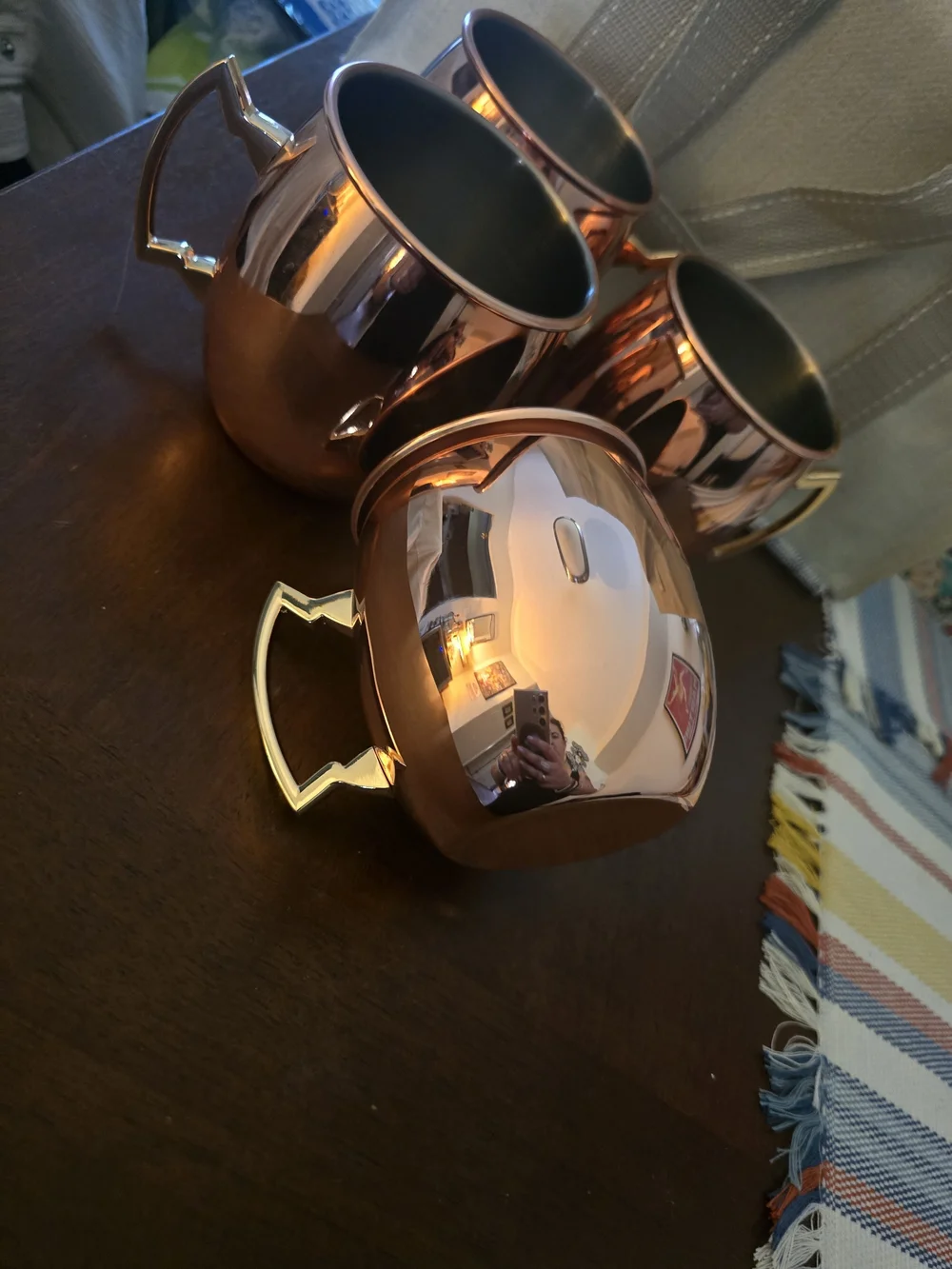 Copper Moscow Mule Mugs with Gold Handles - Set of 4 - Picture 2 of 5